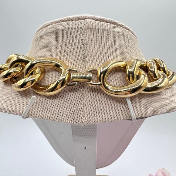 Vintage Carolee Chunky Chain Choker Necklace Gold Tone 16 1/2” Signed Chic Heavy - Picture 9 of 12